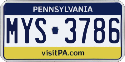 PA license plate MYS3786
