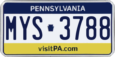 PA license plate MYS3788