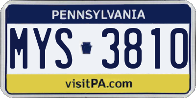 PA license plate MYS3810