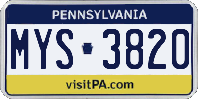 PA license plate MYS3820