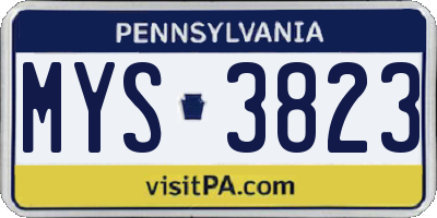 PA license plate MYS3823