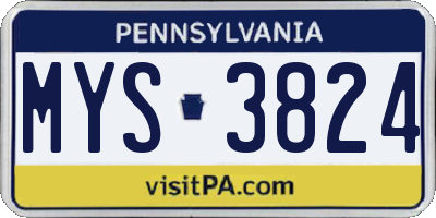 PA license plate MYS3824