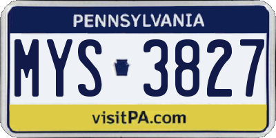 PA license plate MYS3827