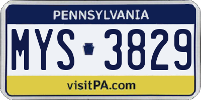 PA license plate MYS3829
