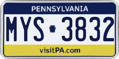 PA license plate MYS3832
