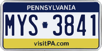 PA license plate MYS3841