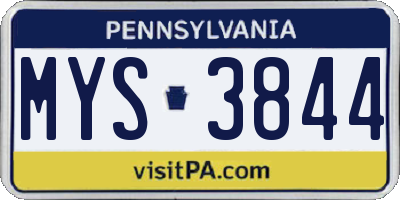 PA license plate MYS3844