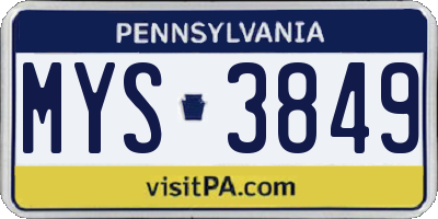 PA license plate MYS3849