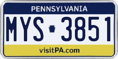 PA license plate MYS3851