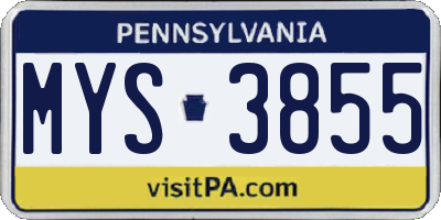 PA license plate MYS3855