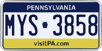 PA license plate MYS3858