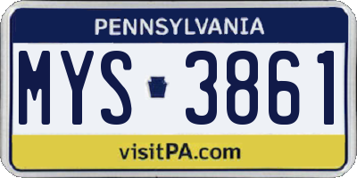 PA license plate MYS3861