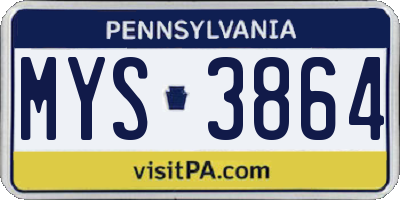 PA license plate MYS3864