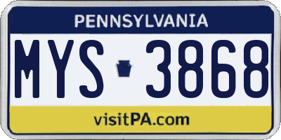 PA license plate MYS3868