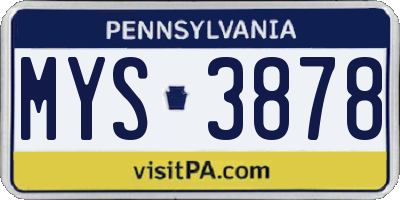 PA license plate MYS3878
