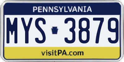 PA license plate MYS3879
