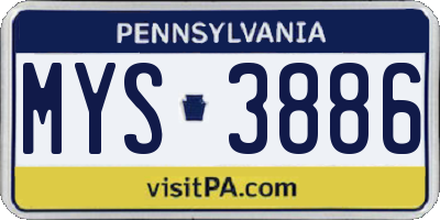 PA license plate MYS3886