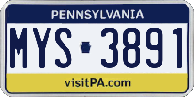 PA license plate MYS3891