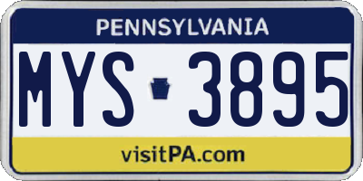 PA license plate MYS3895