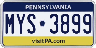 PA license plate MYS3899