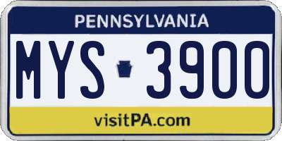 PA license plate MYS3900