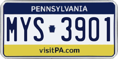 PA license plate MYS3901