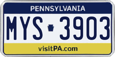 PA license plate MYS3903
