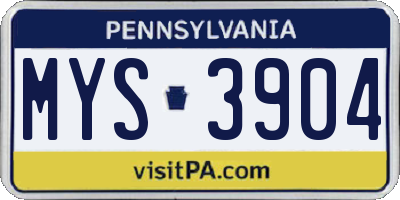 PA license plate MYS3904