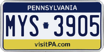 PA license plate MYS3905