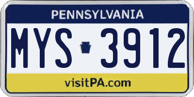 PA license plate MYS3912