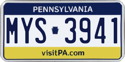 PA license plate MYS3941