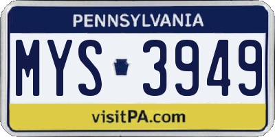 PA license plate MYS3949