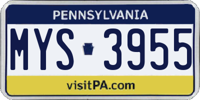 PA license plate MYS3955