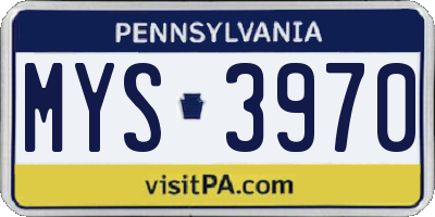 PA license plate MYS3970