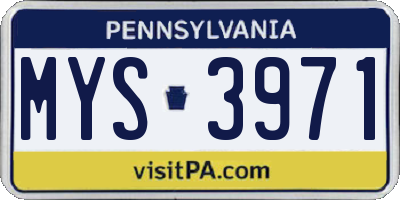 PA license plate MYS3971