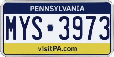 PA license plate MYS3973