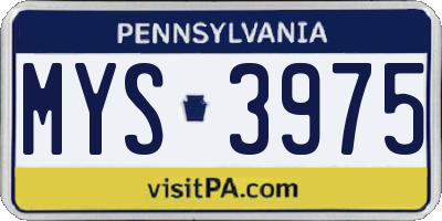 PA license plate MYS3975