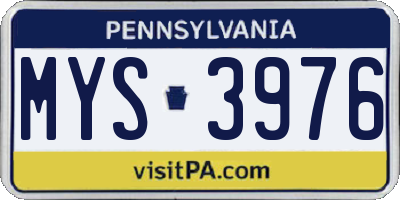 PA license plate MYS3976