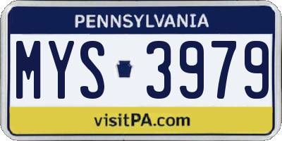 PA license plate MYS3979