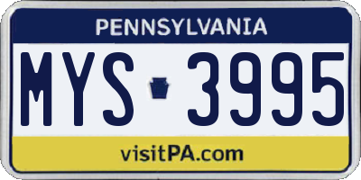 PA license plate MYS3995