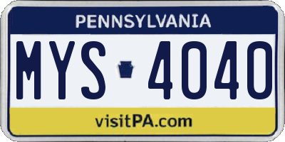 PA license plate MYS4040