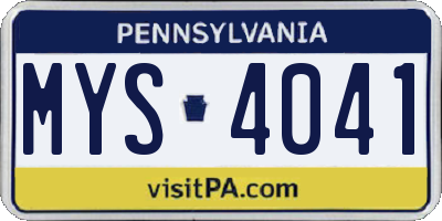 PA license plate MYS4041