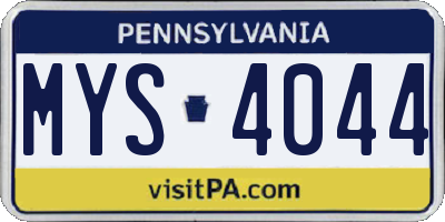 PA license plate MYS4044