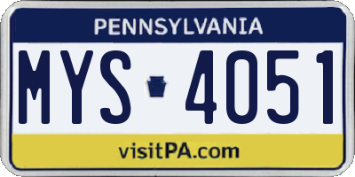 PA license plate MYS4051