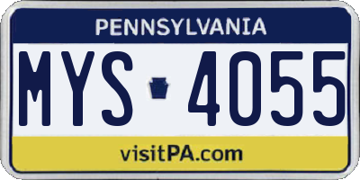 PA license plate MYS4055