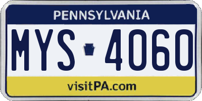 PA license plate MYS4060