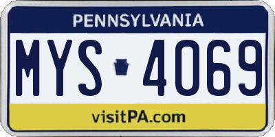 PA license plate MYS4069