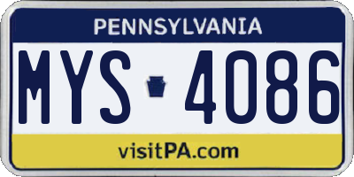 PA license plate MYS4086