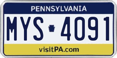 PA license plate MYS4091