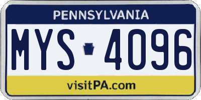 PA license plate MYS4096